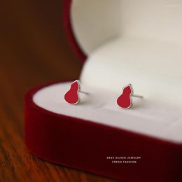 Stud Earrings Korean Simple Red For Women 925 Sterling Silver Ear Jewellery Personality Geometric