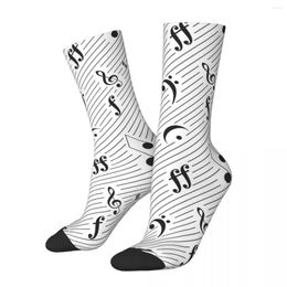 Men's Socks Music Notes Men's Women's Polyester Funny Happy Black And White Novelty Summer Autumn Winter Middle Tube Gifts