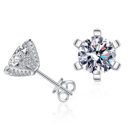 Trendy 925 Sterling Silver 0.5ct 1ct 2ct Moissanite Studs Earrings for Men Women Nice Gift Jewelry Passed Test