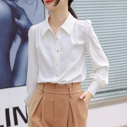 Women's Blouses Long Sleeve Blouse Button Up Shirt Women Summer 2023 Female Elegant Ladies Tops High Quality Office Lady Top Loose