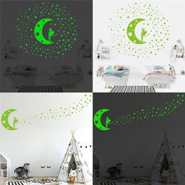 Wall Stickers Moon Fairy Stars Luminous Glow In The Dark Baby Bedroom For Kid Room Children Decals