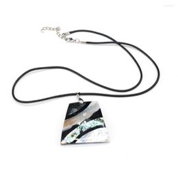 Pendant Necklaces Natural Mother Of Pearl Shell Necklace For Women Men DIY Trapezoid Charms Leather Rope Chain Choker Jewelry