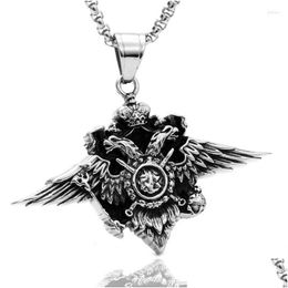 Pendant Necklaces Eagle Necklace For Men Stainless Steel Punk Jewelry Biker Rhombus Drop Delivery Pendants Dhgarden Dhpej