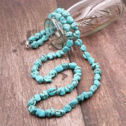 Chains Fashion Personality Long Chain Necklace Turquoises Stone Freeform Beads Charms Necklaces Statement Women Punk Jewelry 32" A962