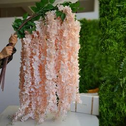 Decorative Flowers Rose Pink 1.6 Metre Artificial Silk Decorations Wisteria Vine Rattan Wedding Backdrop Party Supplies