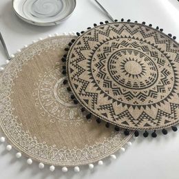 Mats Pads 1Pcs Heat Insulation Dining Table Mat 38CM Round Delicate Embroidery Dessert Pan Table Placemat Nonslip Coffee Cup Mats Kitchen Z0502