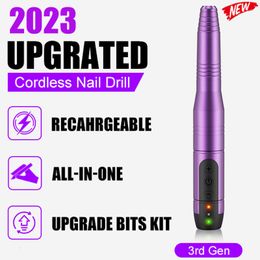 Nail Art Equipment Electric Nail Sander Cordless Nail Drill Machine Rechargeable Fingernail Polisher for Manicure pedicure Removing Dead Skin Tools 230428