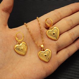 Necklace Earrings Set Bangrui Heart Charms Pendant Neckalces Women Girls Gold Plated Wedding Gifts African Arab Party Ornaments