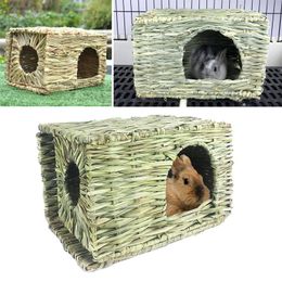 Cages Woven Straw Rabbit Cage Foldable Pet Hamster Guinea Pig House for Ferret Bunny Accessories Large Hamster Cages Small Animal Beds