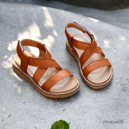 Cowhide Girls Sandals Summer Children Beach Genuine Leather Boys Water Shoes trend kids shoes