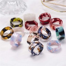 Band Rings 5Pcs 7Pcs Set New Ins Colorful Transparent Resin Acrylic Geometric Irregular Square Sets For Women Girls Travel Jewelry Y23