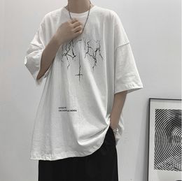 Men's TShirts Summer Oversized Tshirt Men Tshirt Women Lightning Print Shortsleeved T Shirt Vintage Dark Tee Korean Loose Casual Harajuku 230503