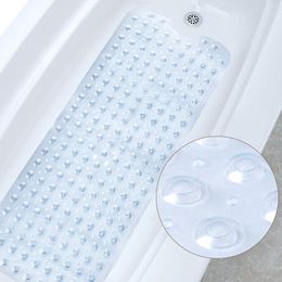 Mats New style PVC bathroom mat nonslip soft suction cup antibacterial shower bath mat bathroom bathtub extra long bath mat 100X40CM