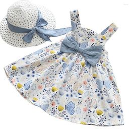 Girl Dresses Girls Princess With Hat Born Baby Cute 2023 Summer Floral Costumes Kids Vestidos Outfit