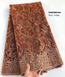 Fabric Excellent Double Embroidery French Lace mix African Swiss Voile Lace Non Transparent Couple Fabric 5 Yards Traditional Clothes