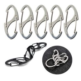 5 pcscarabiners 5pcs Paslanmaz çelik küçük karabin paracord klipler Snap Hooks Yay tokaları anahtarlık tokaları açık kamp araçları (41mm) P230420