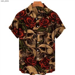 Mens Casual Shirts Mens Casual Shirts Mens Hawaiian Shirt Loose Top 5xl 3d Skull Print Shirts For Men 2022 Fashion Shirt Men Women Tee Breathable Summer Sho z240606