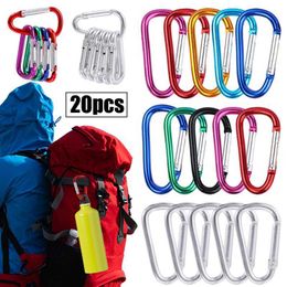 5 PCSCarabiners 20pcs Climbing Button Carabiner D-Ring Clip Camping Hiking Hook Outdoor Sports Multi Colours Aluminium Safety Buckle Keychain P230420