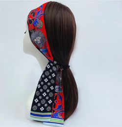 Scarves Luxury Print Silk Skinny Hair Scarf for Women Design Headband Neck Tie Ribbons Scrunchies Female Bandana Kerchief Foulard 120x8cm