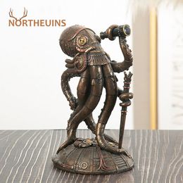 Decorative Objects Figurines NORTHEUINS Resin Steampunk Cthulhu Mechanical Traveler Octopus Figurines Marauder Simulation Home Living Room Decor 230503