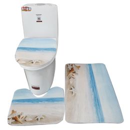 Mats Household carpet absorbent floor mat thickened non slip toilet bathroom three piece set bathroom rug set