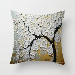 Pillow Case Painting Trees Flowers Geometry Cushion Cover Small Throw CasePillowcase Sofa Square 45cmx45cm