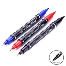 Markers 3pcsset Twin Tip Permanent BlackBlueRed Waterproof Fine Point pen for School Office Supplies Student Stationery 230503