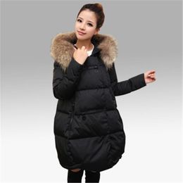 Leather Winter Coat Women Cotton Coat Long Winter Parkas Jacket Fur Collar Coats hooded Winter Female Parkas Cotton Coat thick JacketJ95