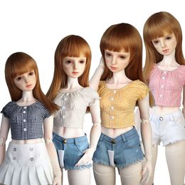 Doll Accessories Fits 58 60CM 1 3 BJD SD DD s clothes toys Ball Jointed gift Fashion Denim pants Cheque shirt 230503