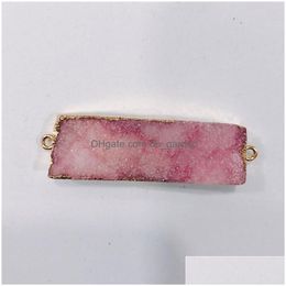 Pendant Necklaces Natural Geometric Rec Crystal Geode Connector Agates Druzy Pendants Gem Stone Necklace Jewellery 15 45Mm Drop Dhgarden Dhxpl