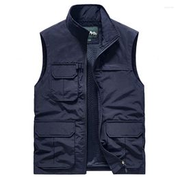 Men's Vests Waterproof Motorcyclist Vest Cardigan Trekking Sweatshirts Padded Elegant Fashionable Casual Mesh Tools Pocket Luxury