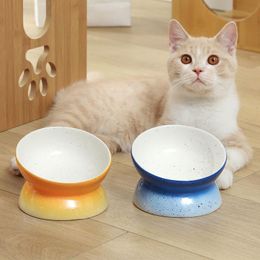 Feeding Cat Elevated Ceramic Bowl Small Dogs Food Water Feeders Pet Drinking Eating Feeding Supplies High Foot Puppy Bevel Dish Bowl