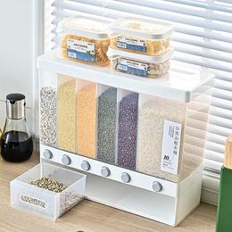 Organization Home Sealed Rice Storage Box Wall Mounted Cereal Grain Container Dry Food Dispenser Grain Storage Jar Kitchen Storage Organizer