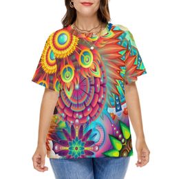 T-Shirt Psychedelic 60s TShirt Bohemia Vintage Print Harajuku TShirts Short Sleeve Basic Tshirt Summer Print Tops Plus Size 7XL 8XL