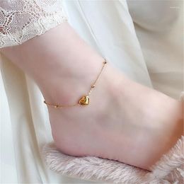 Anklets Sandals Summer Stainless Steel Love Heart Chain Beach Accessories Jewellery Foot Bracelet On The Leg For Women