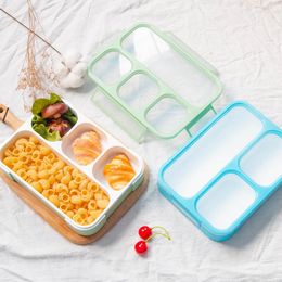 Dinnerware Sets Creative Kids Grid Power Bento Box Student Snack Lunchbox Divider Sealed Plastic Container