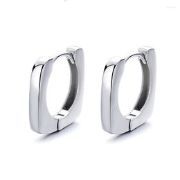 Hoop Earrings 925 Sterling Silver Earring Fashion Square Heart Checkerboard Ear Ring Round Leaf Bone Simple Woman Girl Boy Jewellery