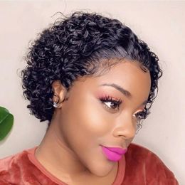 Pixie Cut Wig Preplucked Bob Lace Front Wigs Short Curly Human Hair Deep Water Wave Glueless Virgin Fronal