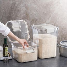 Organization Airtight Transparent Food Storage Container Moisture Proof Rice Cereal Flour Storage Box Kitchen Pantry Bulk Food Organizer