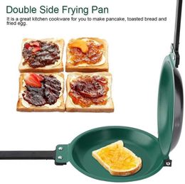 Pans Double Side Grill Pan Non-stick Frying Pans with Ceramic Round Pancake Maker Coating Flip Frying Pan Household Kitchen Cookware 230503