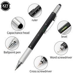 Ballpoint Pens 7 in1 Multifunction Pen with Modern Handheld Tool Measure Technical Ruler Screwdriver Touch Screen Stylus Spirit Level 230503