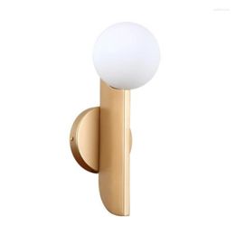 Wall Lamps Northern Europe Modern Indoor Lighting Simple Foyer Study Bedroom Light Fixture Frosted Glass Ball Shade LED Lustre