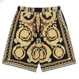 Men's Shorts Court Baroque Print Casual Beach Holiday Men's Shorts Haiian Shorts Streetwear Black Gold Streetwear Men Bermudas Masculino J230503