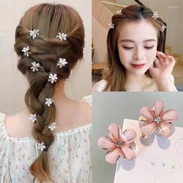 Hair Accessories Korean Temperament Cute Kids Alloy Mini Side Bangs Small Grab Clip Five-petal Flower Hairpin For Fashion Women Spring
