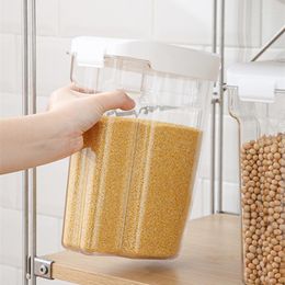 Storage Bottles Large-capacity Plastic Cereals Jars Sealed Moisture-proof Food Container Transparent Organiser Box With Measuring Cup