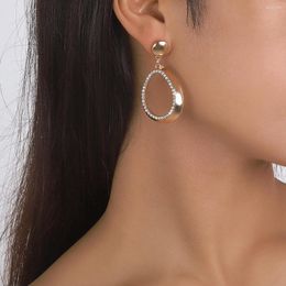 Hoop Earrings Trendy Women's 2023 Exquisite Crystal Oval Metal Drop For Women Wed Bridal Statement Retro Piercing