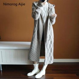 Cardigans autumn winter New sweater women European style long coat sweaters fashion women long cardigan knitted women sweater with cap