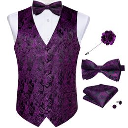 Vests Mens Suit Vest Formal Dress Wedding Party Tuxedo Slim Fit Men Waistcoat Bow Tie Set With Brooch Pin Fitness Sleeveless Jacket