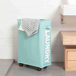 Organisation Foldable Laundry Basket with Universal Wheels Oxford Cloth Mesh Liner Waterproof Home Dirty Clothes Storage Basket Organiser Bag