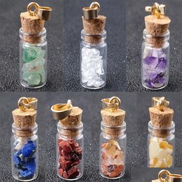 Charms Fashion Gravel Hearling Crystal Energy Stone Drift Bottle Pendant Accessories Diy Jewellery Making Drop Delivery Findings Compon Dh9Be